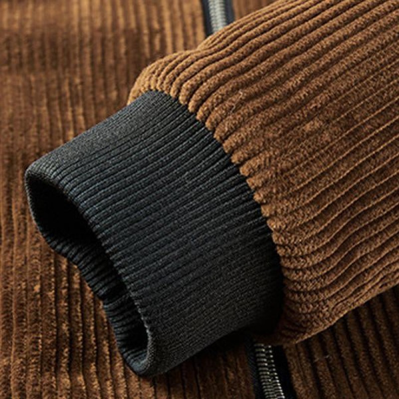 MENS CORDUROY FLEECE STAND COLLAR JACKET