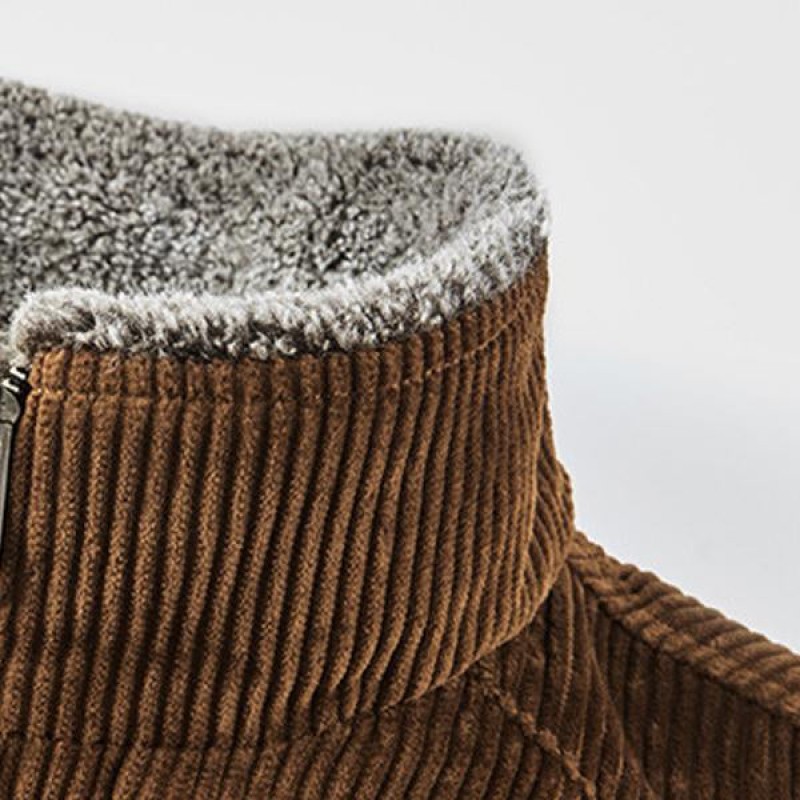 MENS CORDUROY FLEECE STAND COLLAR JACKET