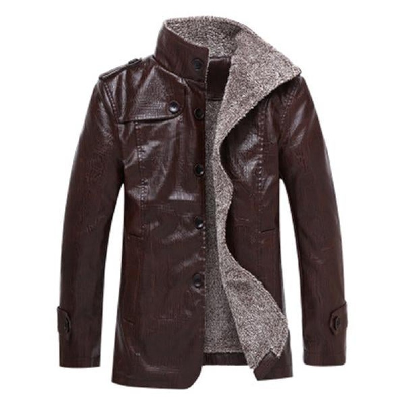 Mens Vintage Fleece Thick Leather Jacket 31212314M