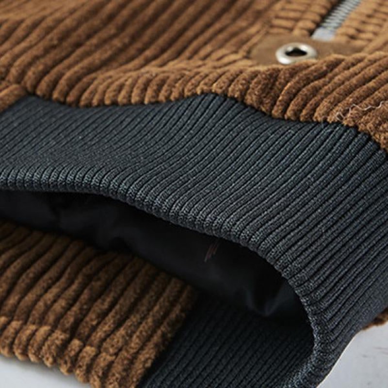 MENS CORDUROY FLEECE STAND COLLAR JACKET