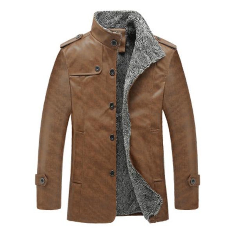 Mens Vintage Fleece Thick Leather Jacket 31212314M