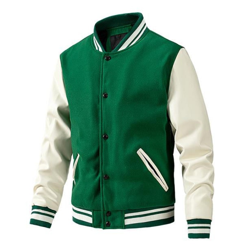 Mens Casual Slim Thin Cotton Wool Colorblock Baseball Jacket 39620548M