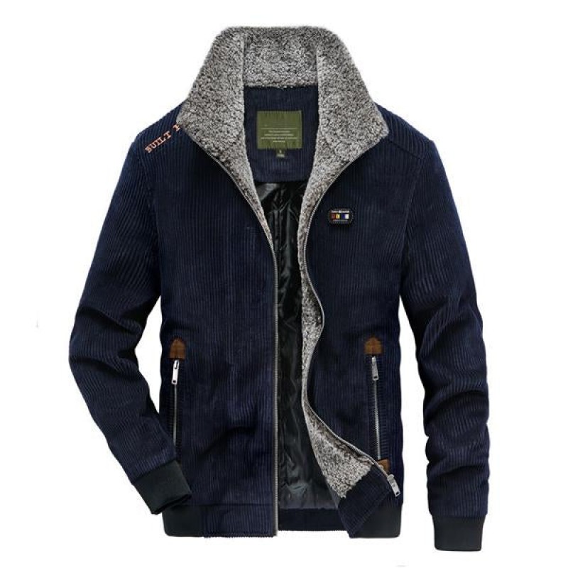 MENS CORDUROY FLEECE STAND COLLAR JACKET