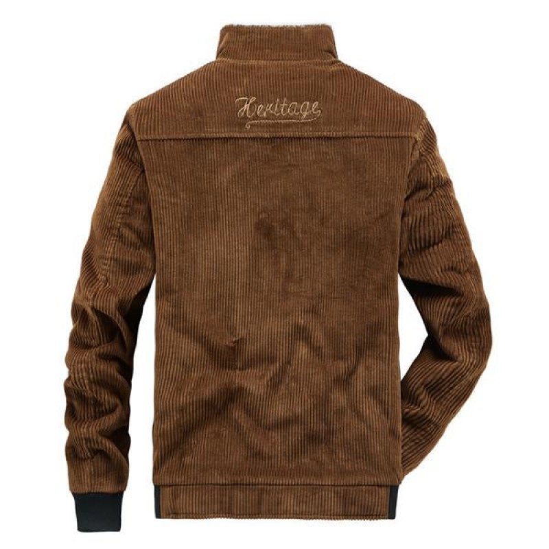 MENS CORDUROY FLEECE STAND COLLAR JACKET