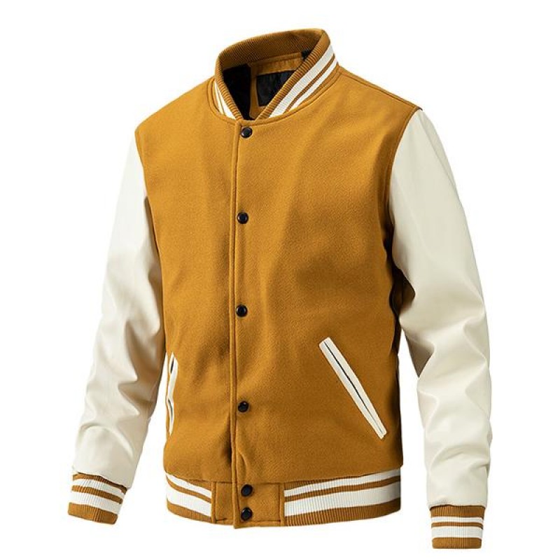 Mens Casual Slim Thin Cotton Wool Colorblock Baseball Jacket 39620548M