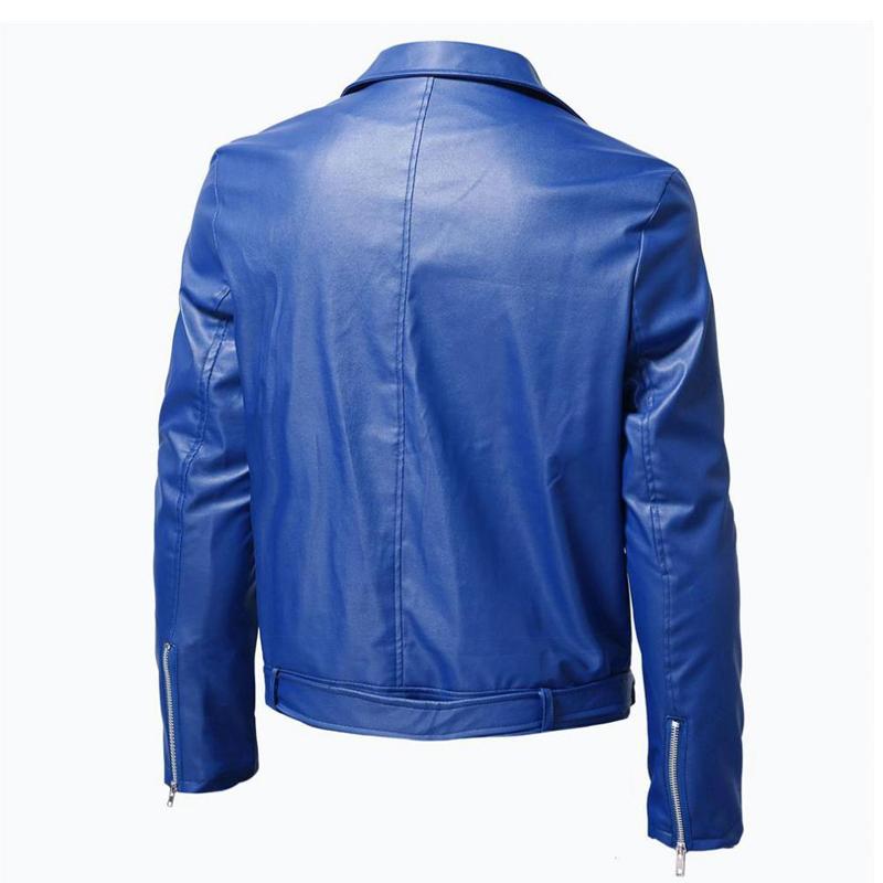 Mens Motorcycle Washed Leather Jacket with Stand Collar 59386233X