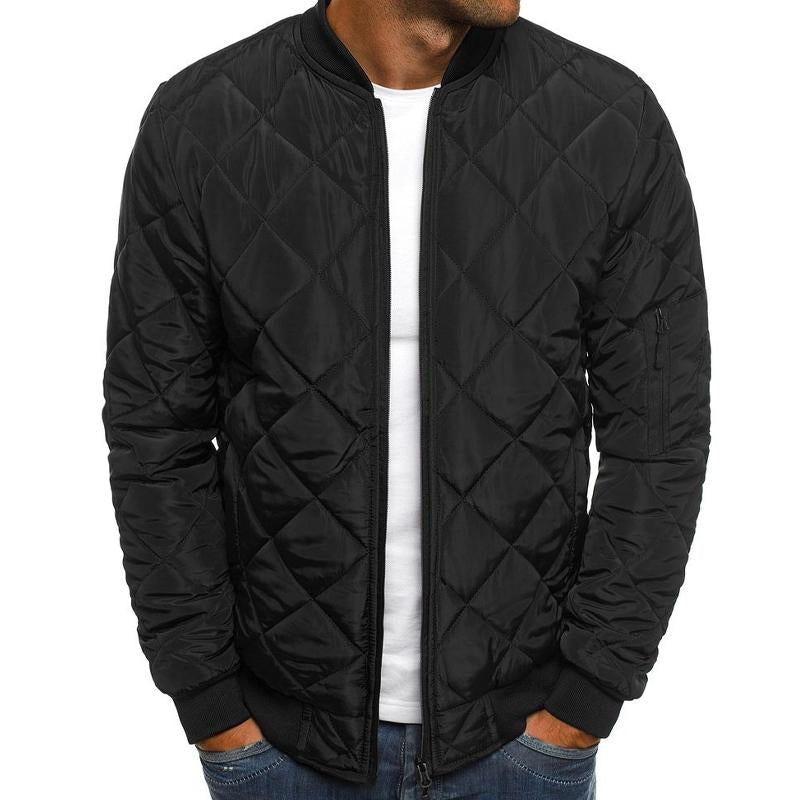 Mens Padded Stand Collar Solid Color Thermal Padded Jacket 17181514X