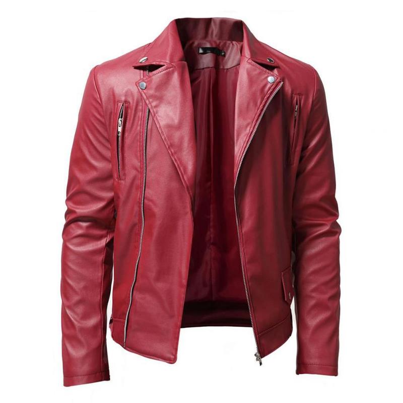 Mens Motorcycle Washed Leather Jacket with Stand Collar 59386233X