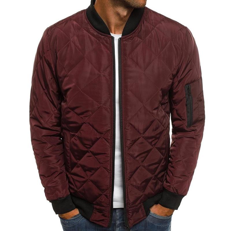 Mens Padded Stand Collar Solid Color Thermal Padded Jacket 17181514X