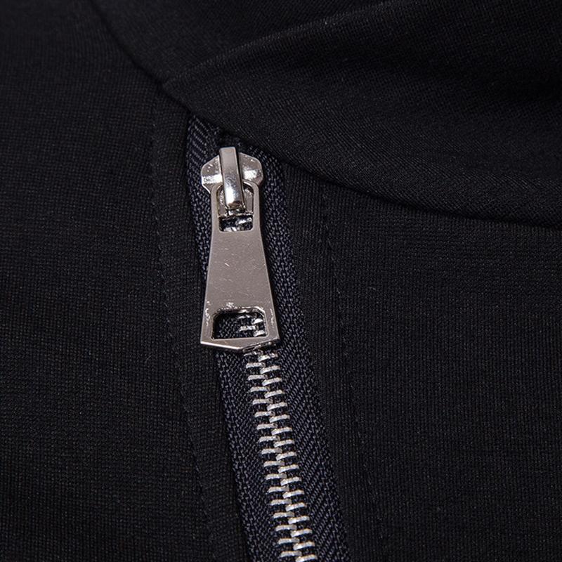 Mens Casual Stand Collar Slim Knit Leather Panel Jacket 05621291M