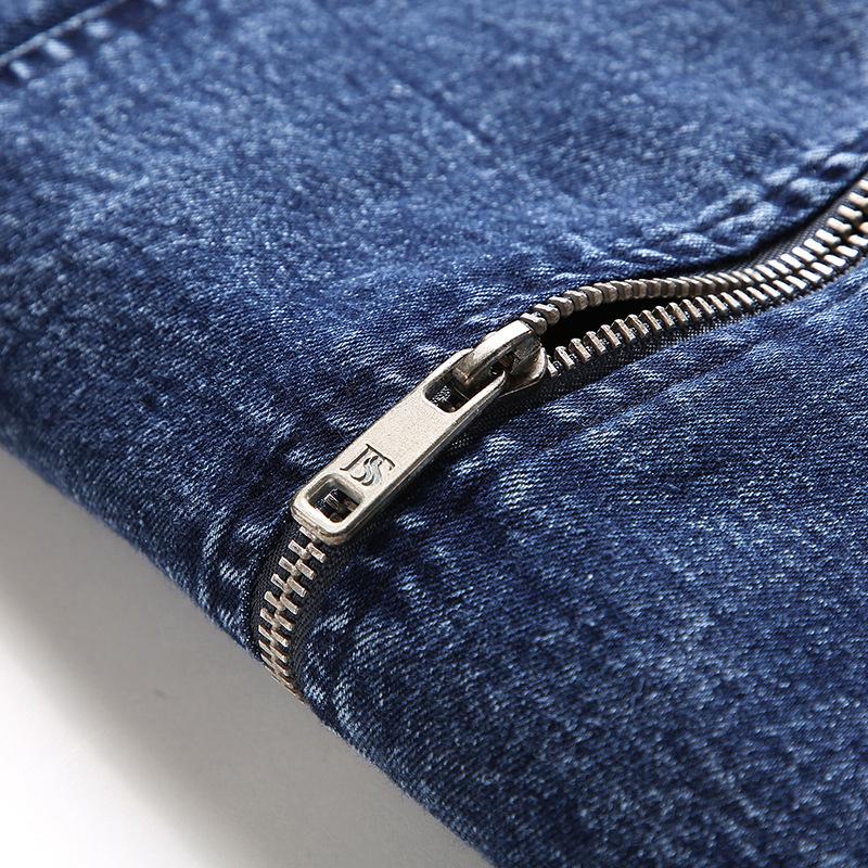 Mens Vintage Stand Collar Zipper Slim Denim Jacket 67794950M