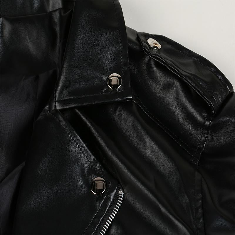 Mens Vintage Lapel Zip Biker Leather Jacket 19672610M