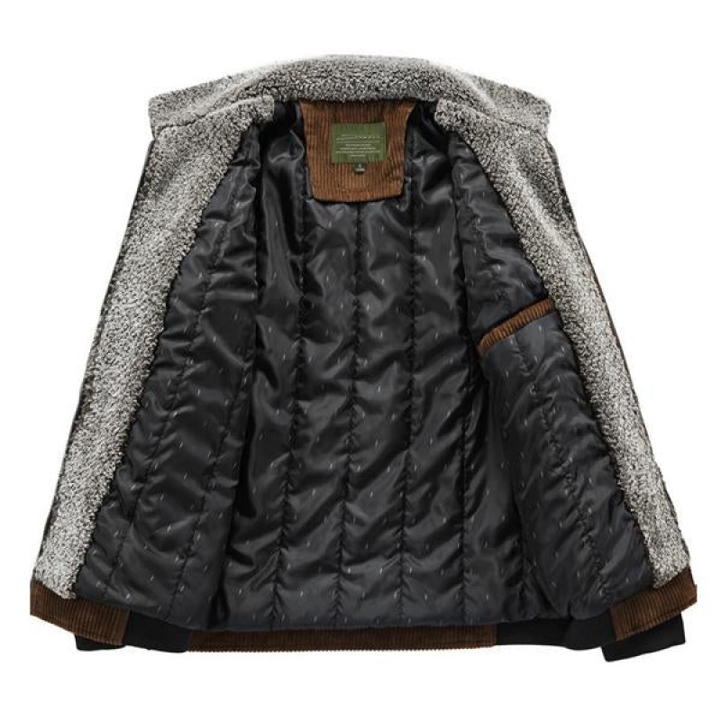 MENS CORDUROY FLEECE STAND COLLAR JACKET
