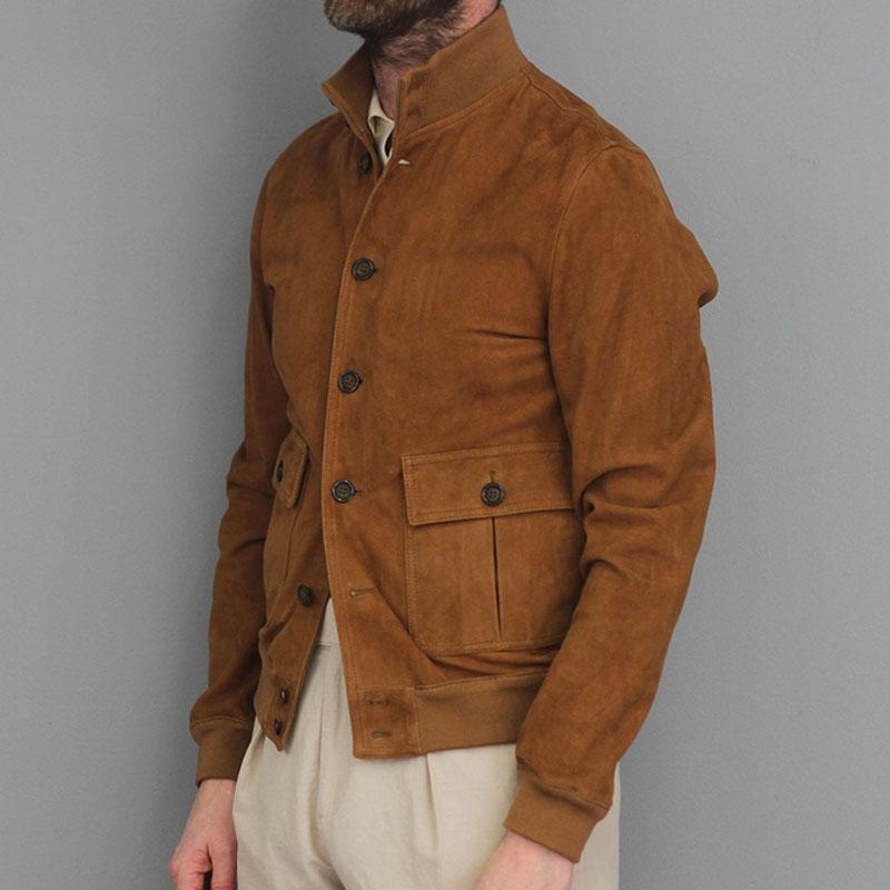 Mens Vintage Stand Collar Single Breasted Jacket 08652341M