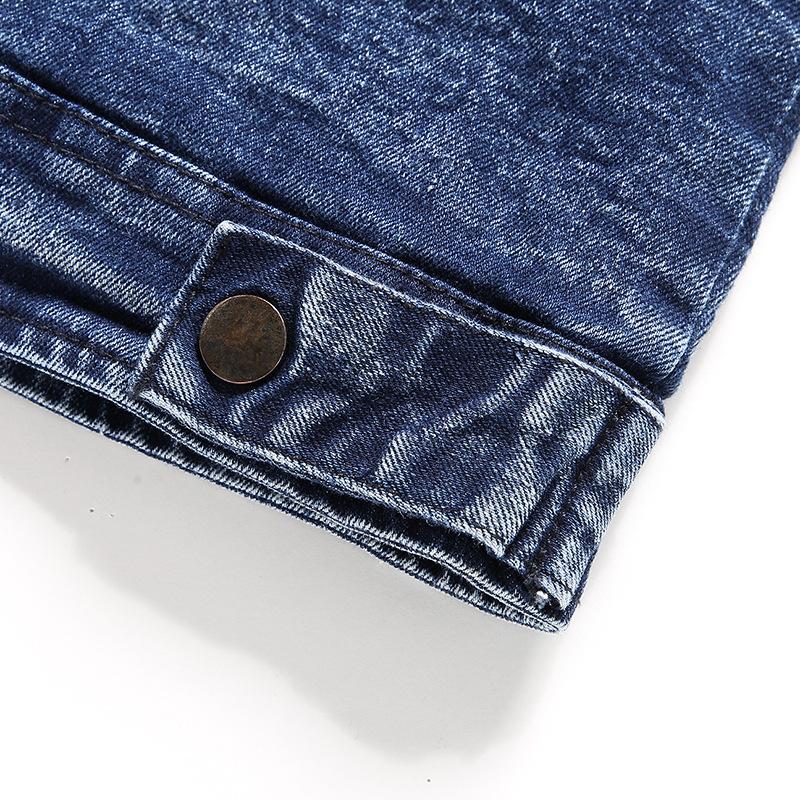 Mens Vintage Stand Collar Zipper Slim Denim Jacket 67794950M