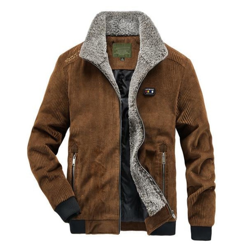 MENS CORDUROY FLEECE STAND COLLAR JACKET