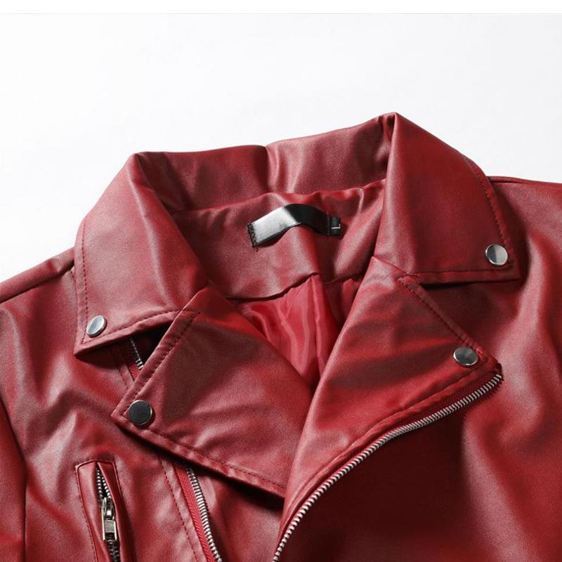 Mens Motorcycle Washed Leather Jacket with Stand Collar 59386233X