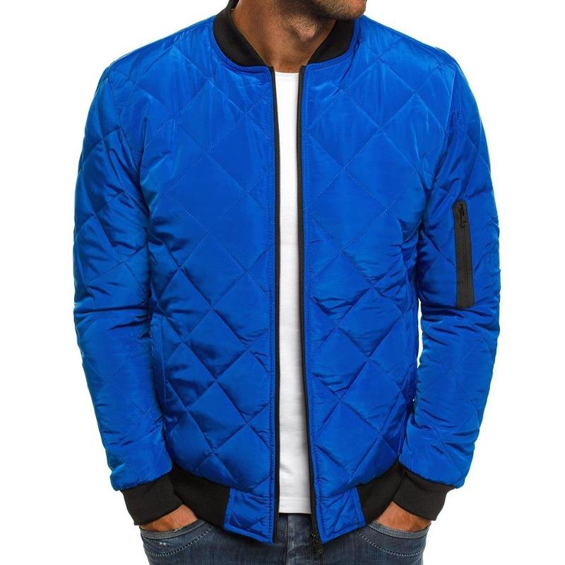 Mens Padded Stand Collar Solid Color Thermal Padded Jacket 17181514X