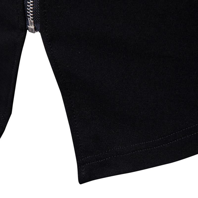 Mens Casual Stand Collar Slim Knit Leather Panel Jacket 05621291M