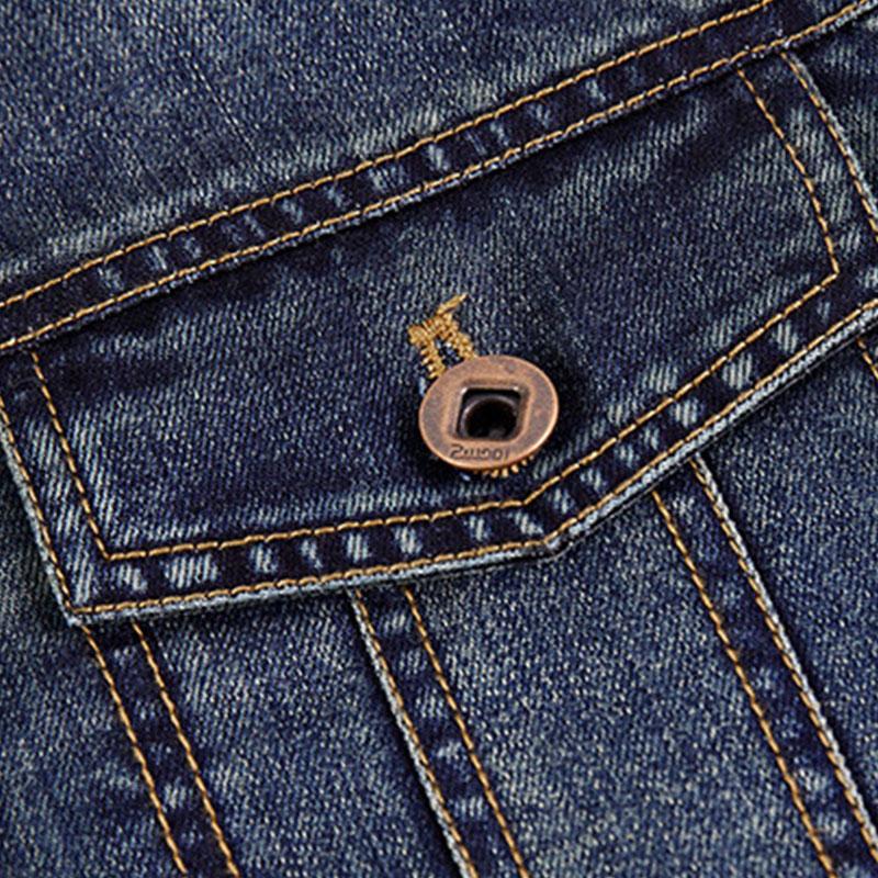 Mens Casual Lapel Slim Fit Fleece Denim Jacket 97832816M
