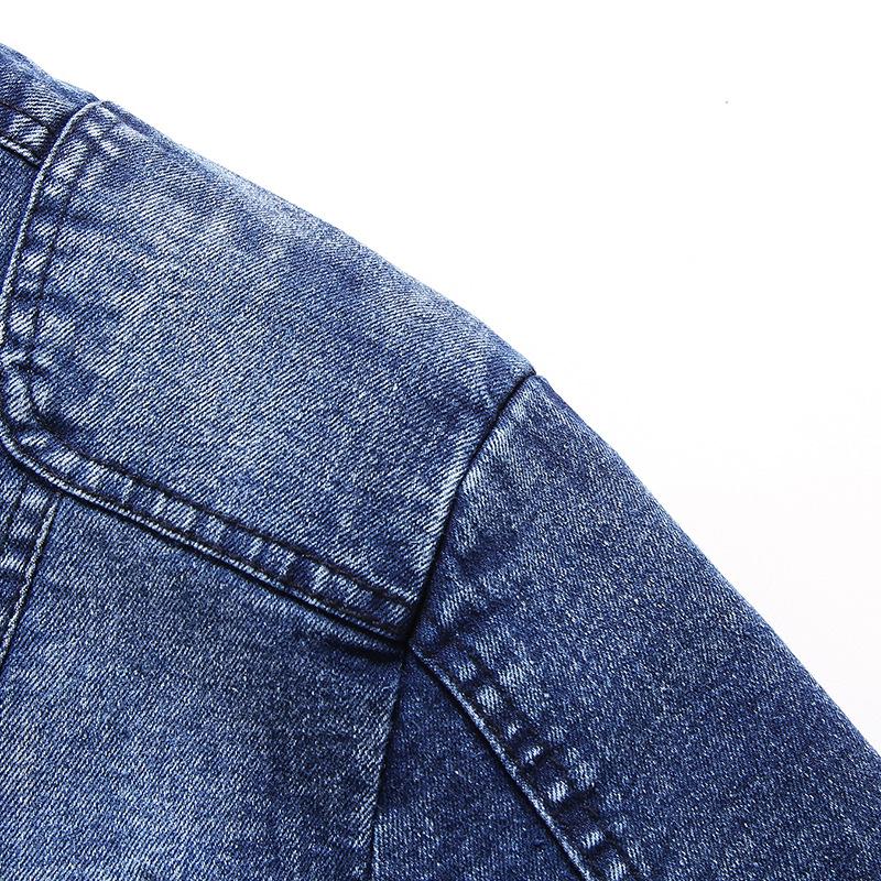 Mens Vintage Stand Collar Zipper Slim Denim Jacket 67794950M