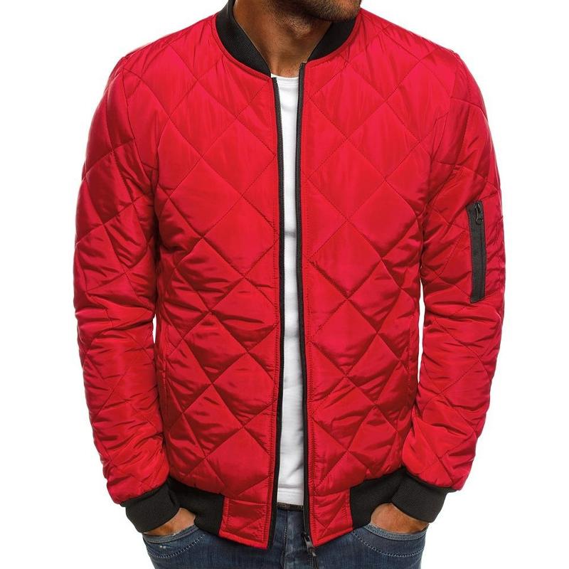 Mens Padded Stand Collar Solid Color Thermal Padded Jacket 17181514X