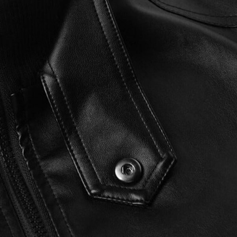 Mens Stand Collar Vintage Leather Jacket 16184288X