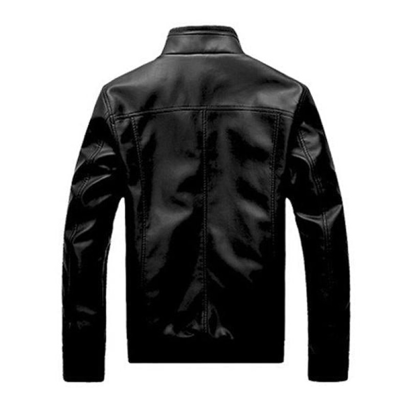 Mens Stand Collar Vintage Leather Jacket 16184288X