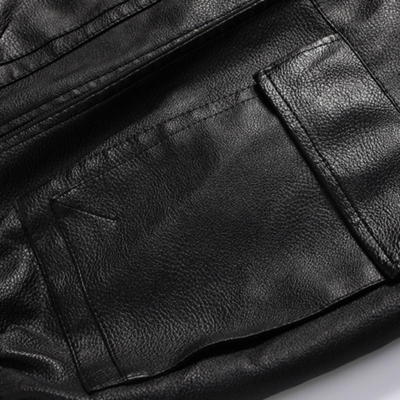 Mens Retro Lapel Pocket Leather Jacket 76955672Z
