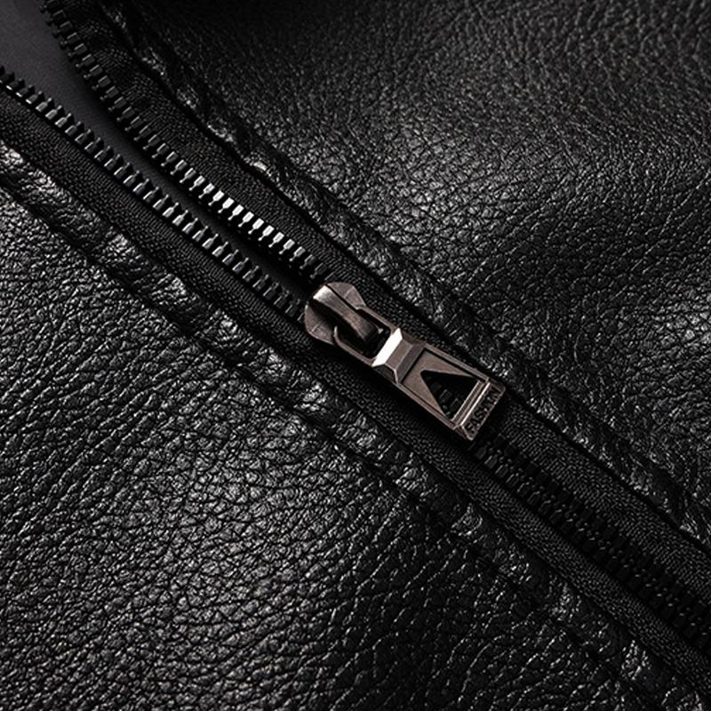 Mens Retro Lapel Pocket Leather Jacket 76955672Z