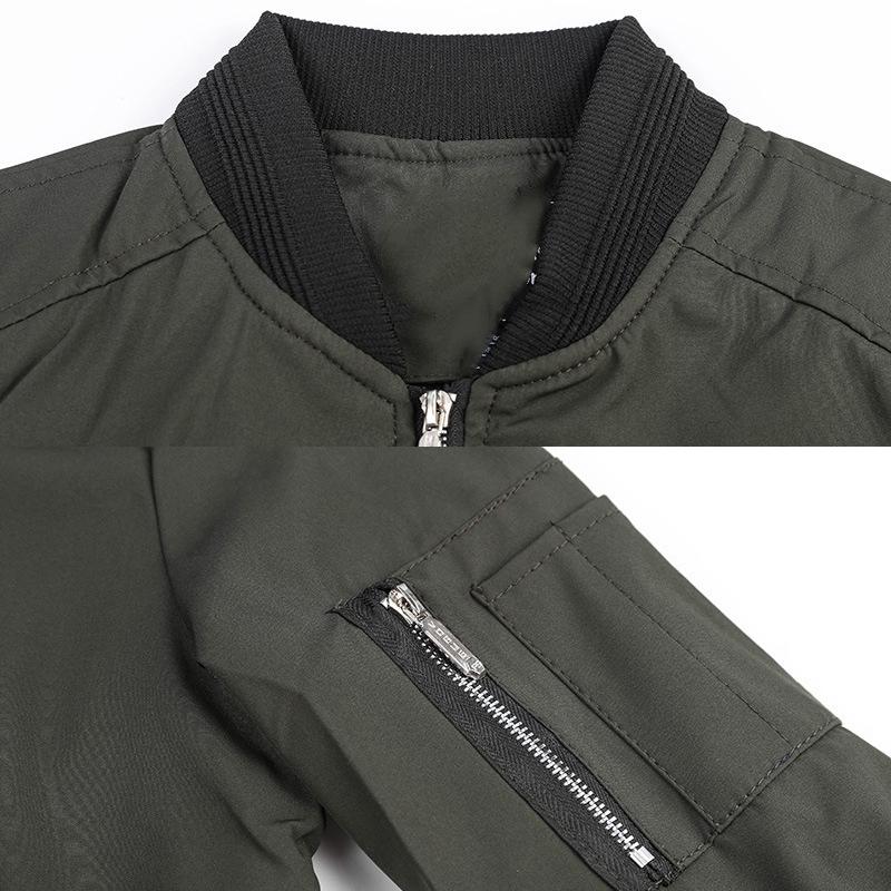 Mens Stand Collar Solid Multi-pocket Jacket 49729222Z