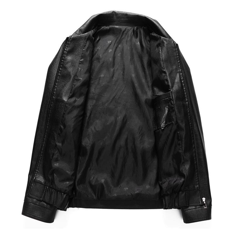 Mens Retro Lapel Pocket Leather Jacket 76955672Z