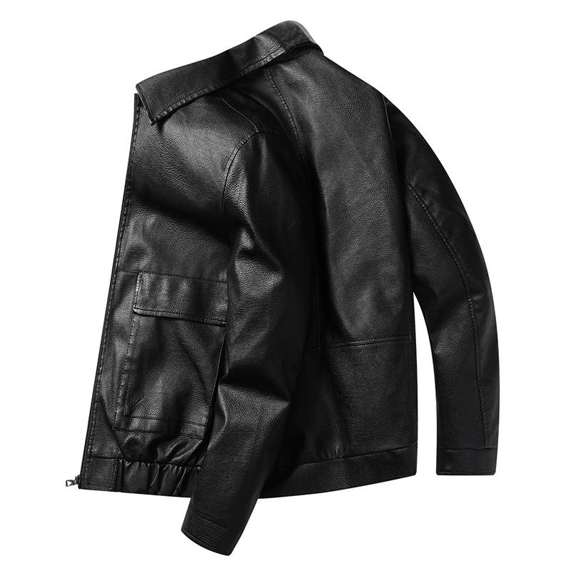 Mens Retro Lapel Pocket Leather Jacket 76955672Z