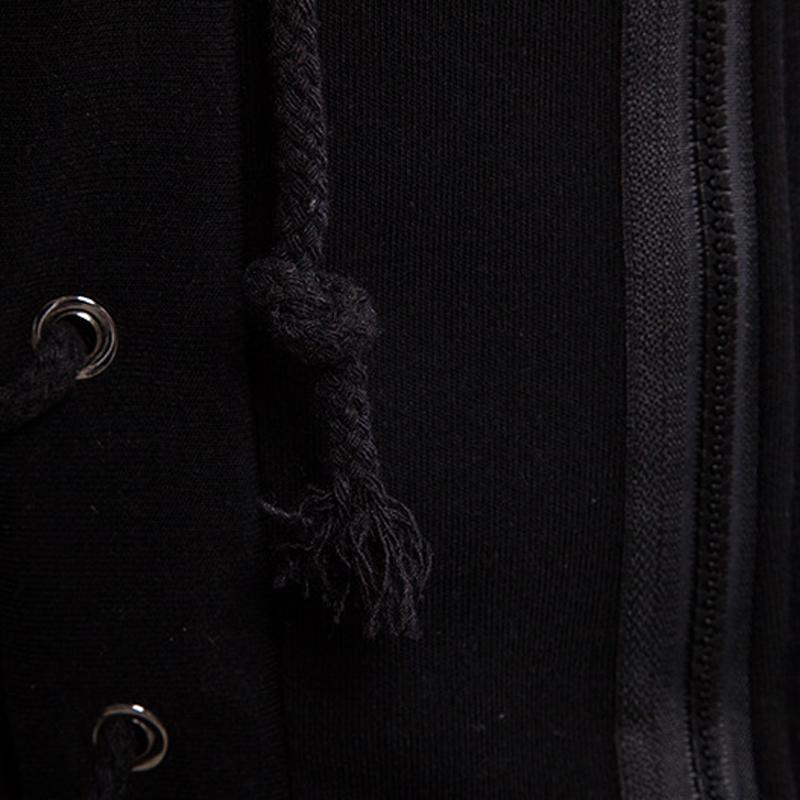 Mens Zipper Side Lace Up Solid Color Casual Hoodie 03362634Z