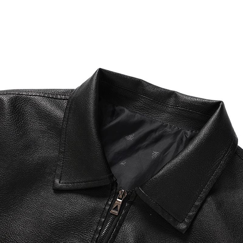 Mens Retro Lapel Pocket Leather Jacket 76955672Z