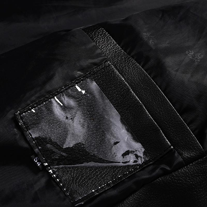 Mens Retro Lapel Pocket Leather Jacket 76955672Z