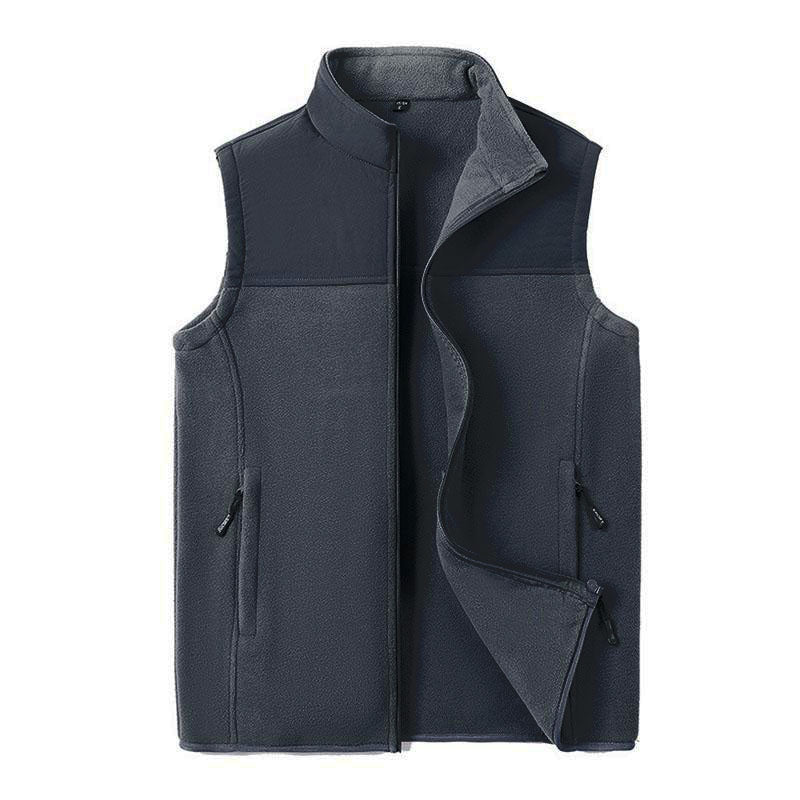 Mens Casual Outdoor Stand Collar Zipper Fleece Vest 00864653M