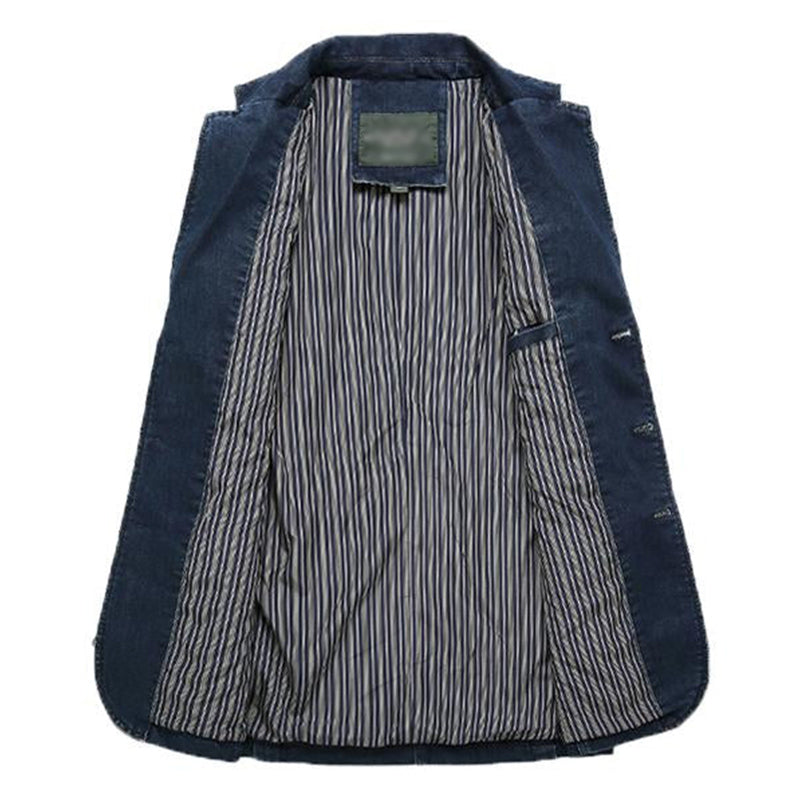 Mens Casual Lapel Denim Single Breasted Blazer 50972865M