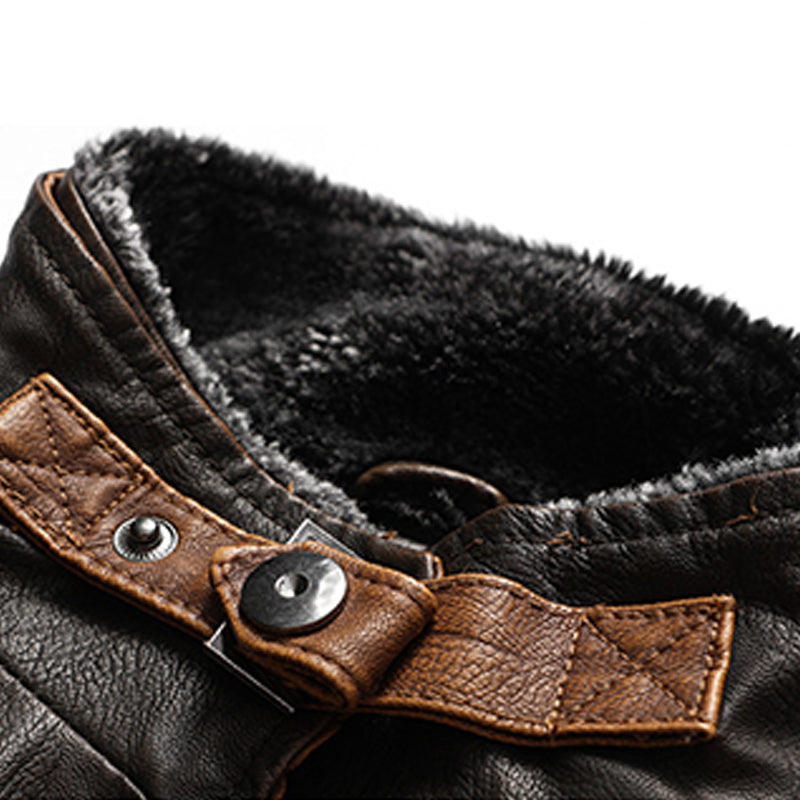 2023 MENS VINTAGE DOUBLE LAYER COLLAR LAPEL LEATHER VEST