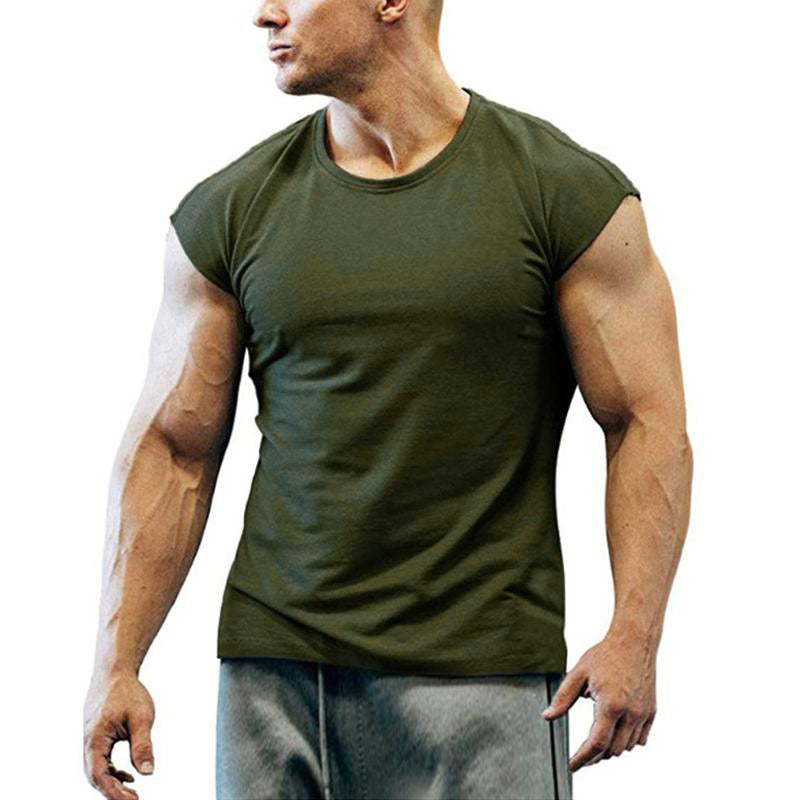 Mens Casual Round Neck Solid Color Sleeveless Tank Top 26872541M
