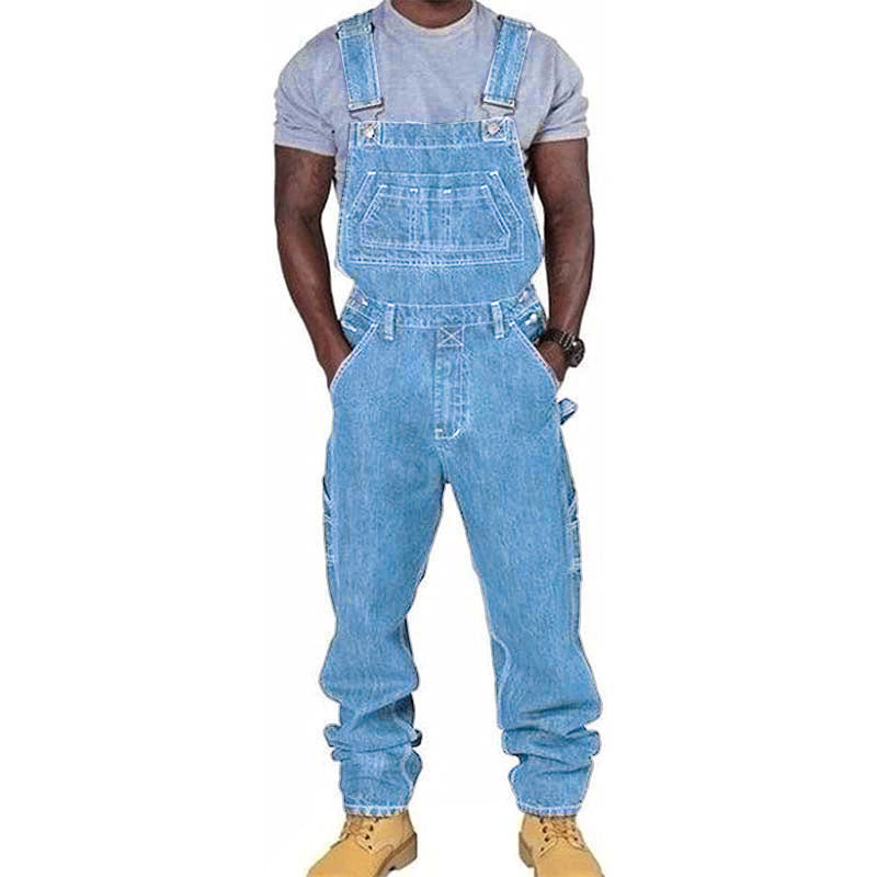 Mens Casual Denim Multi-pocket Loose Overalls 89142810M