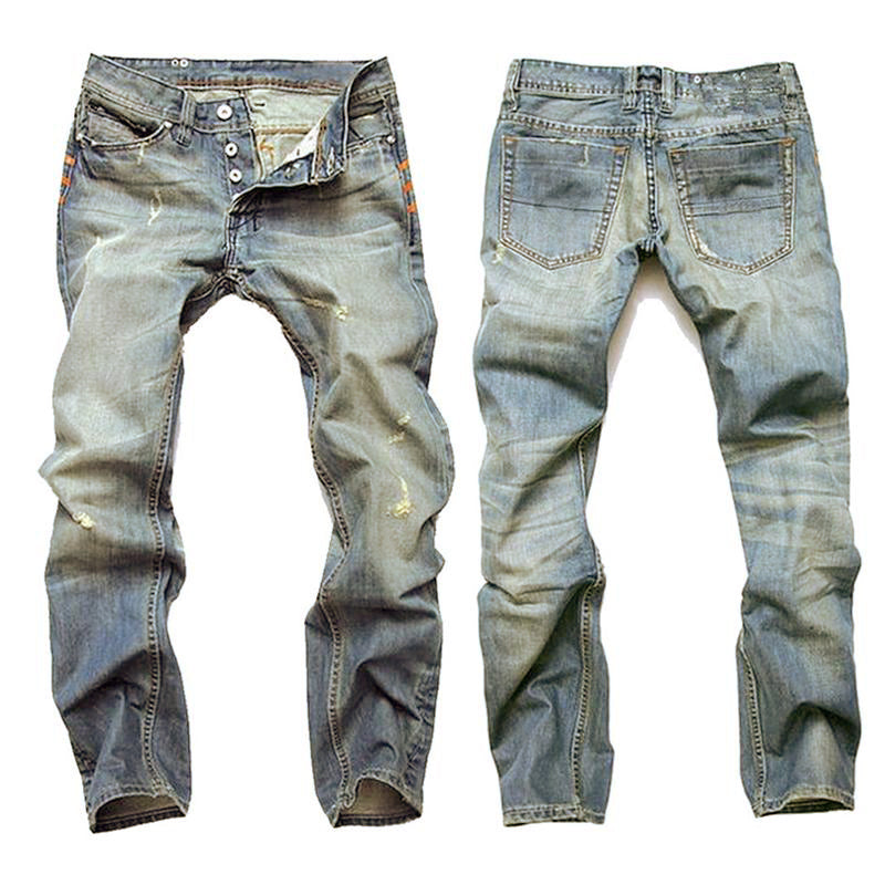 Mens Casual Washed Distressed Pocket Skinny Jeans 74546419M