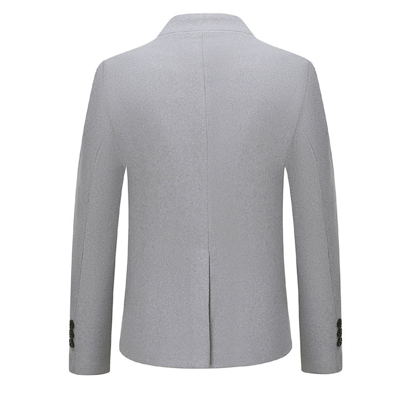 Mens Business Casual Colorblock Stand Collar Dress Blazer 62100195Y