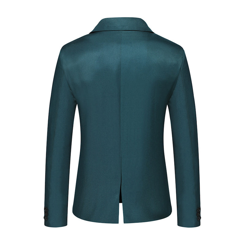 Men Business Casual Solid Color Gun Lapel One Button Blazer 90340241Y