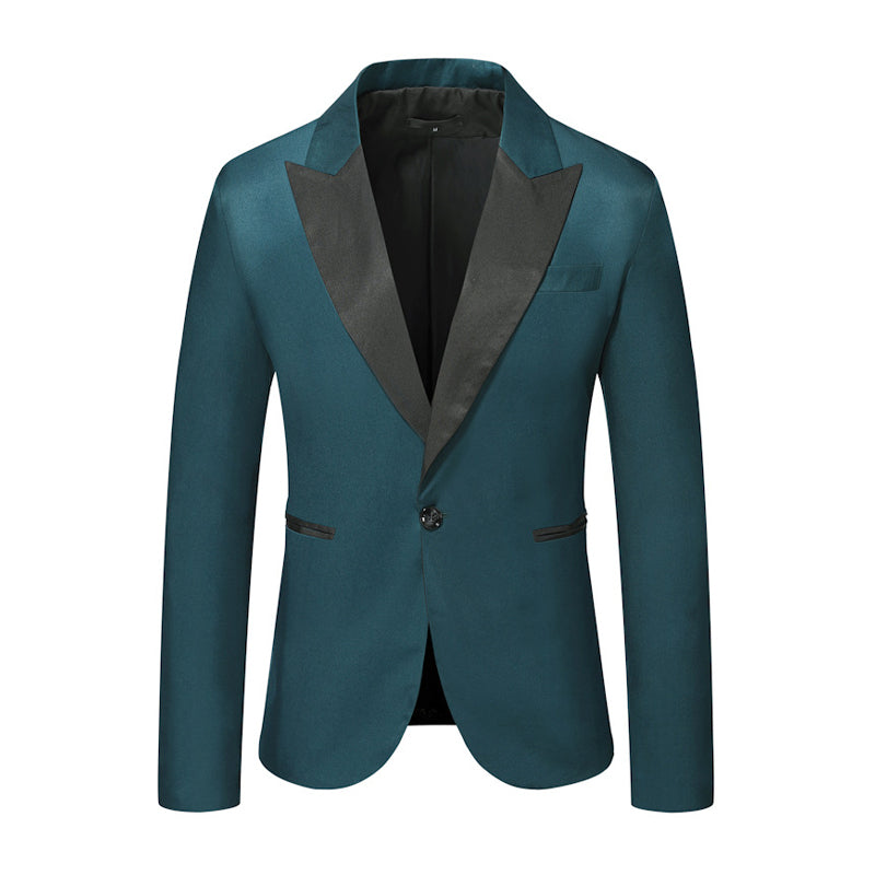 Men Business Casual Solid Color Gun Lapel One Button Blazer 90340241Y