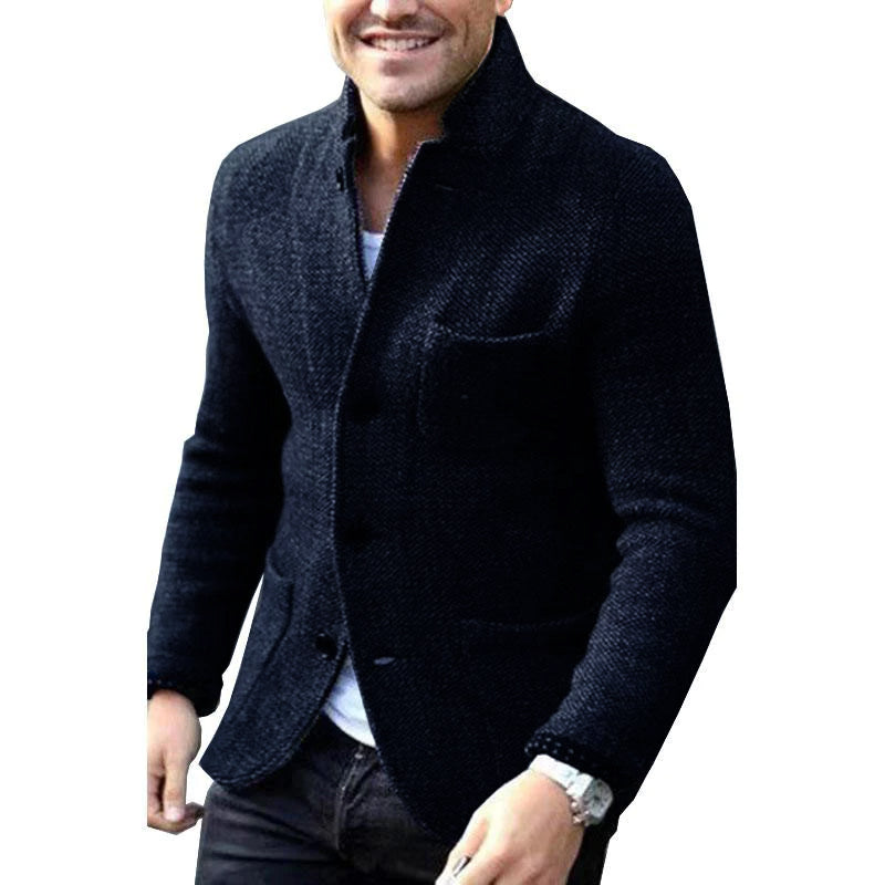 Mens Casual Stand Collar Single Breasted Thick Blazer 61728809M