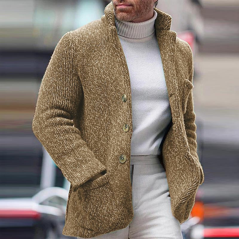 Mens Casual Stand Collar Single Breasted Pocket Knit Cardigan 01116285M
