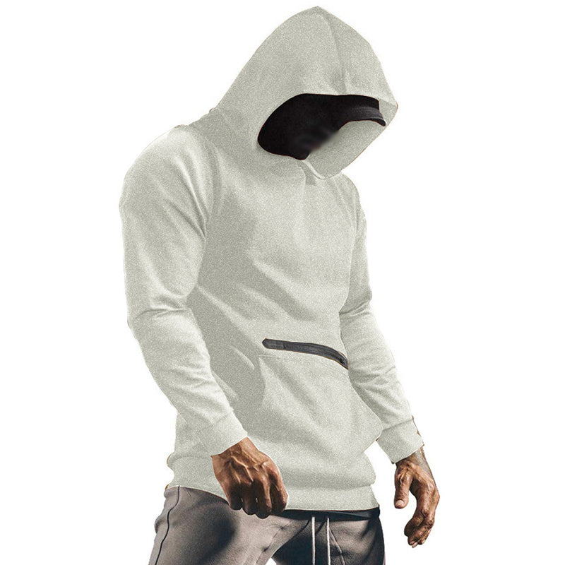 Mens Casual Solid Color Hooded Long Sleeve Sweatshirt 55739411Y