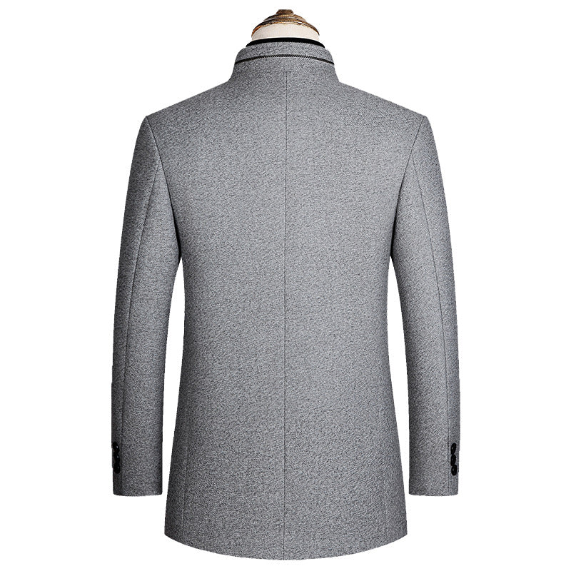 Mens Stand Collar Single Breasted Woolen Coat 24670532Z