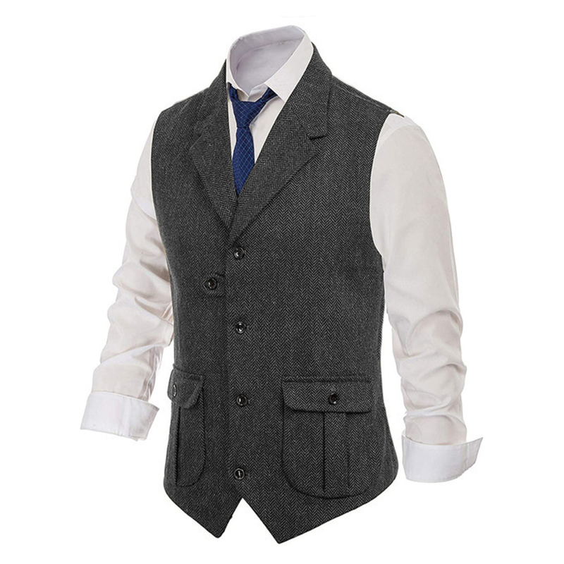 Mens Notch Lapel Single Breasted Casual Suit Vest 54373223Z
